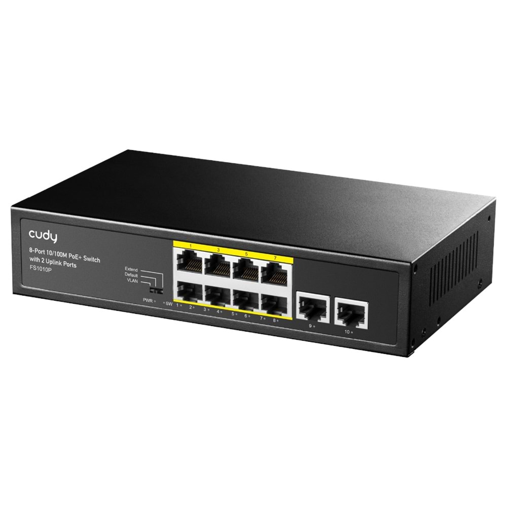 FS1010P 8-Port 10/100M PoE+ Switch with 2 Uplink Ports 120W