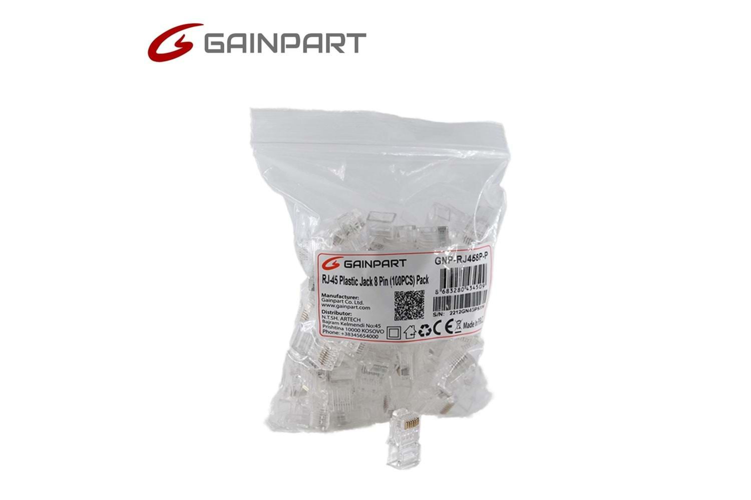 GAINPART GNP-RJ458P-P RJ-45 Plastic (100PCS) Pack