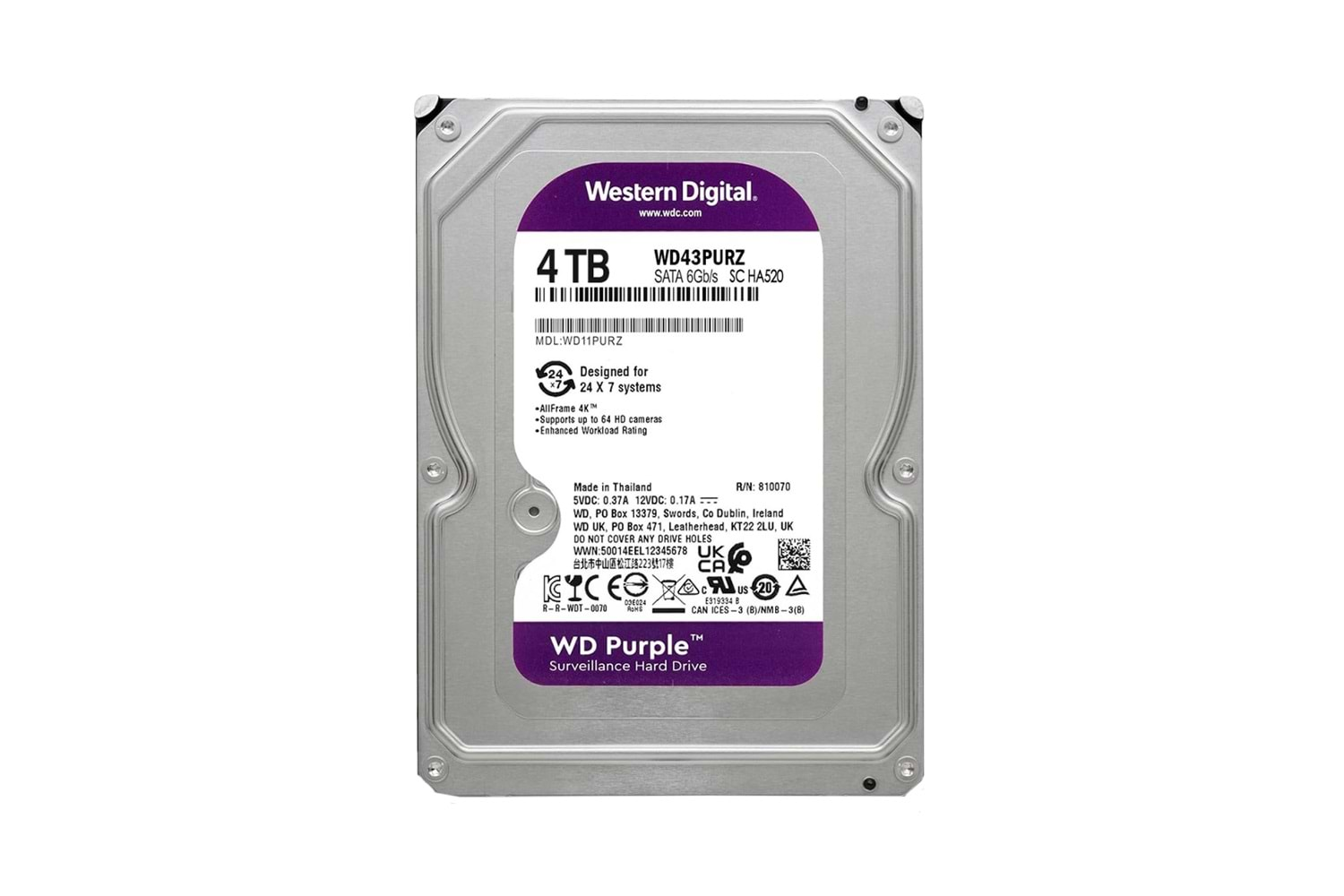 Western Digital 4TB WD Purple Surveillance Internal