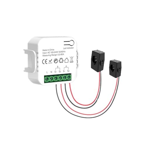 Smart Energy Monitor, Bilateral Energy Meter, with 2PCS 80A CT Current Transformers Clamps