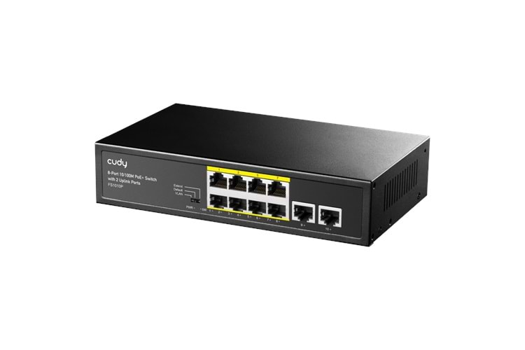 FS1010P 8-Port 10/100M PoE+ Switch with 2 Uplink Ports 120W