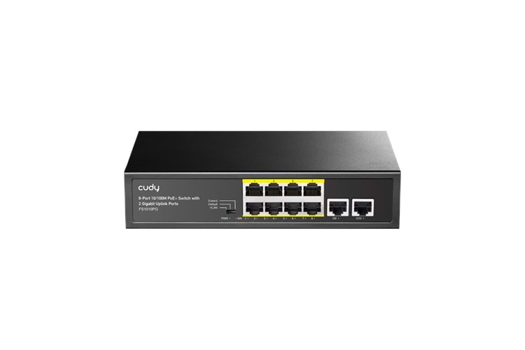 FS1010PG 8-Port 10/100M PoE+ Switch with 2 Gigabit Uplink Ports