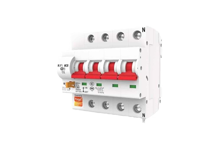 Smart Switch Circuit Breaker 4 Pole MCB 100A, Isolator, 3Phase 380VAC | WiFi Tuya Smart Life