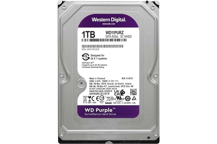 Western Digital 1TB WD Purple Surveillance Internal